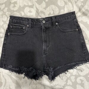 Abercrombie & Fitch Black Jean Shorts Distressed Frayed Hem